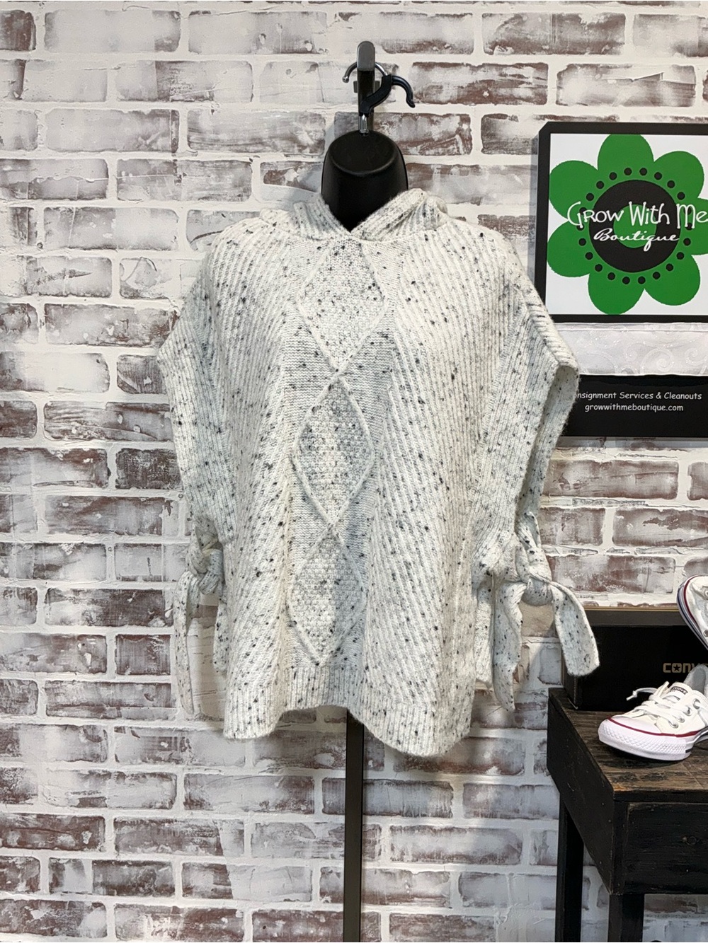 Cost Plus World Market Speckled Cream Knit Hoodie
